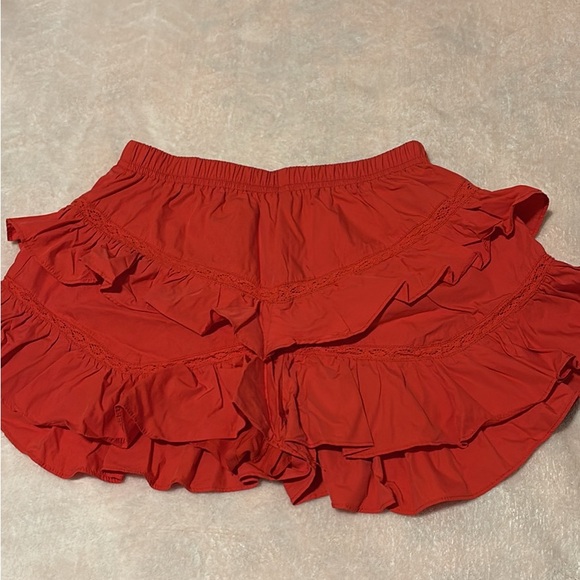Women's Red Ruffle Shorts - Picture 1 of 1